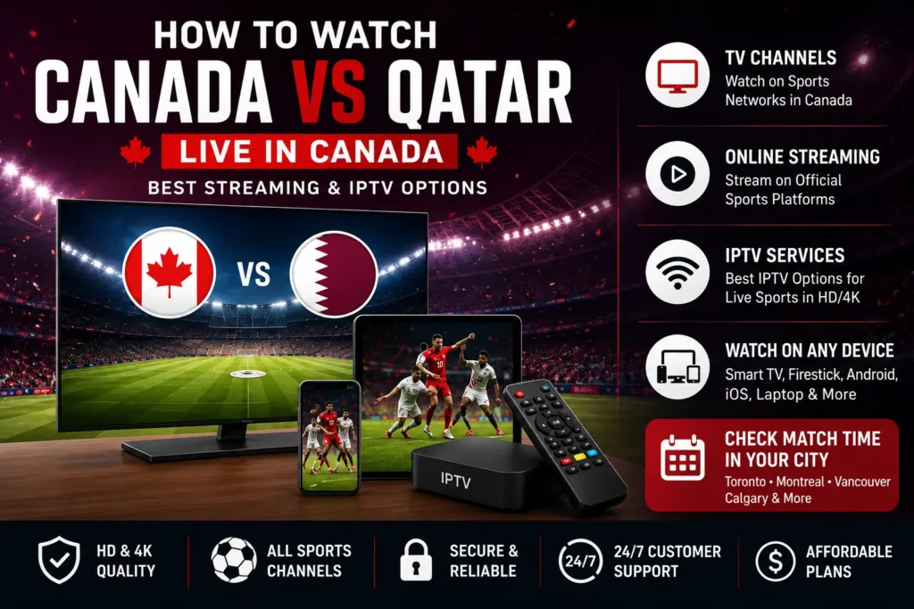 How to watch Canada vs Qatar en direct live in Canada using IPTV, TV channels, and streaming platforms