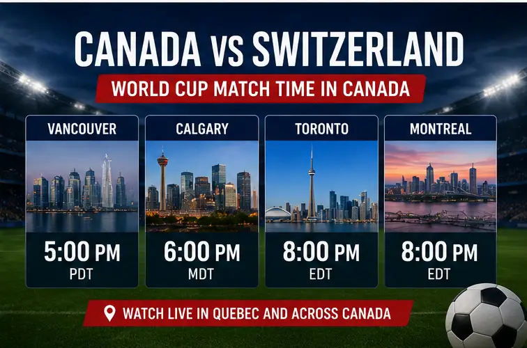 Canada vs Switzerland World Cup kickoff time in Quebec