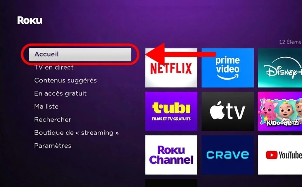 Ouvrez le menu principal