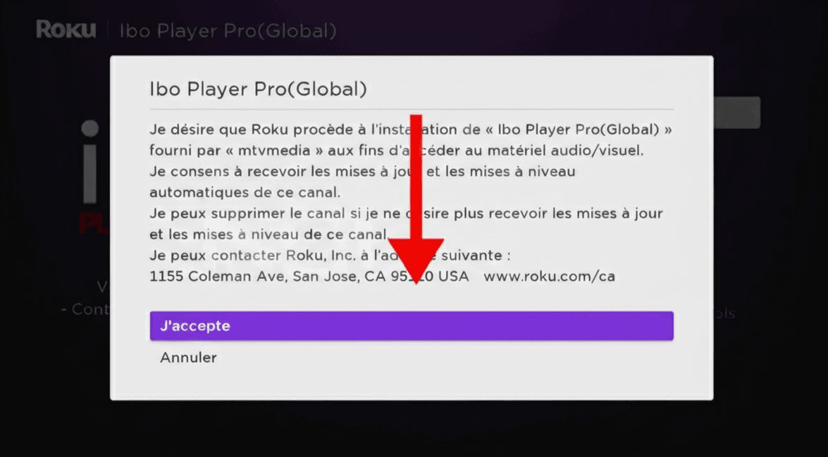 Acceptez les conditions