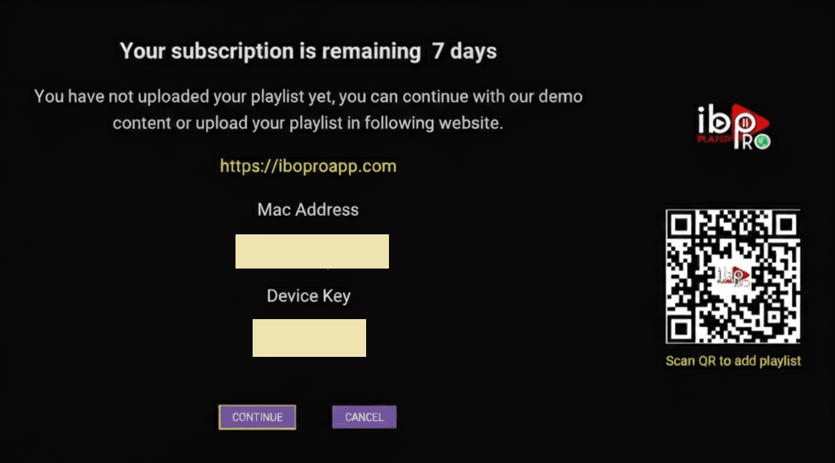 Notez votre adresse MAC et votre Device Key